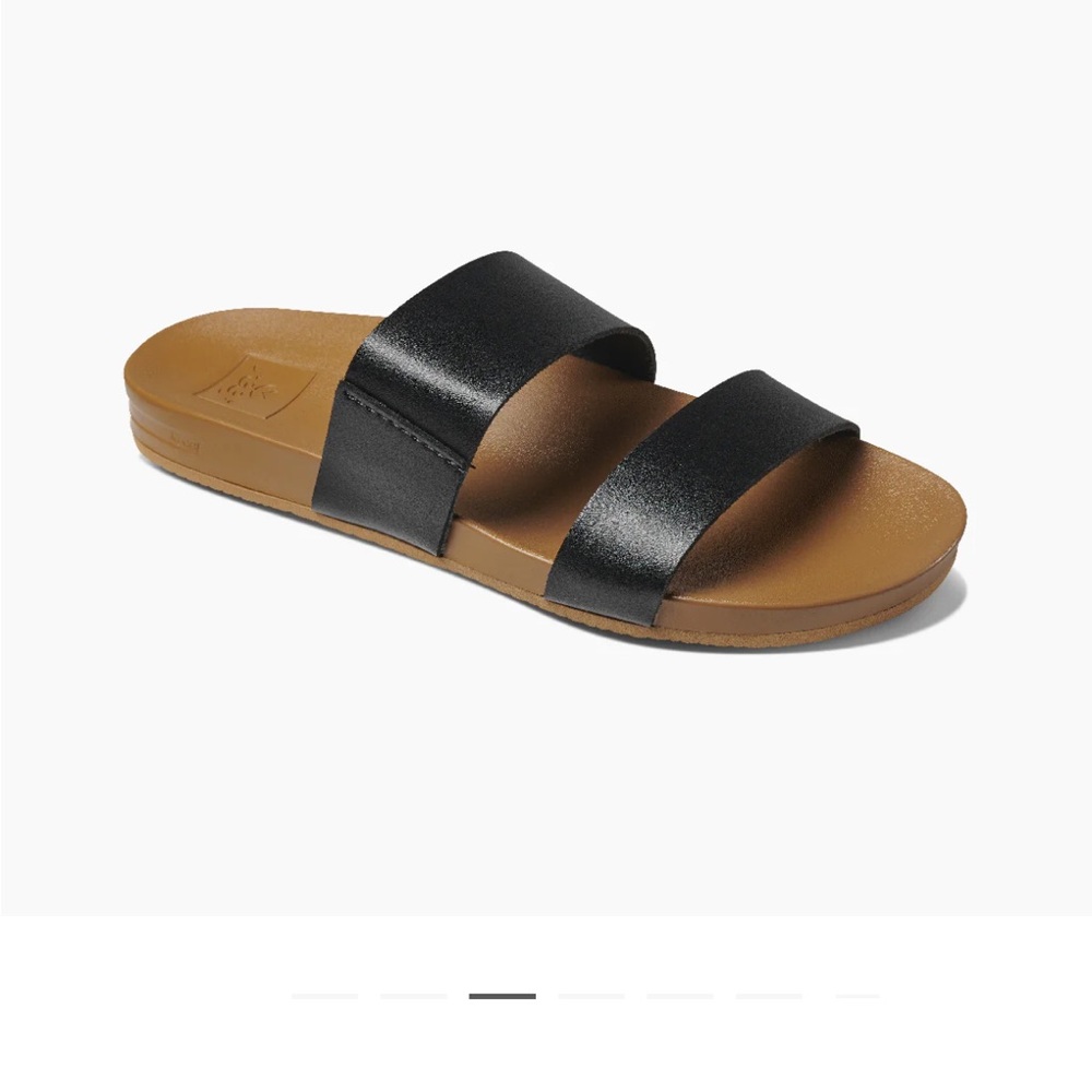 Reef Cushion Vista Dual Strap Sandals in Black and Tan 8 US